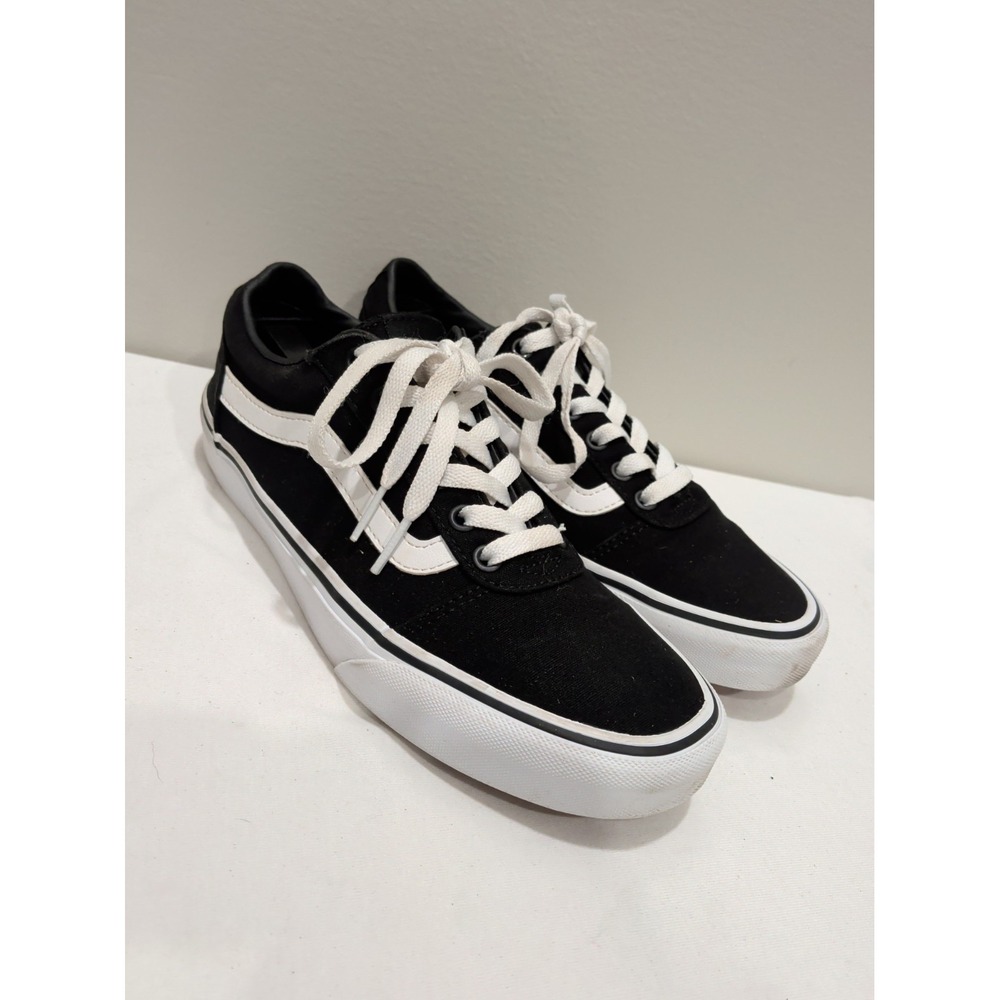 Vans Shoes Womens 8.5 Old Skool Sneakers Black Canvas Round Toe Low Top 751505